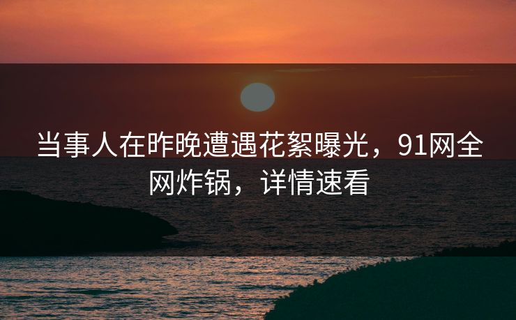 当事人在昨晚遭遇花絮曝光，91网全网炸锅，详情速看