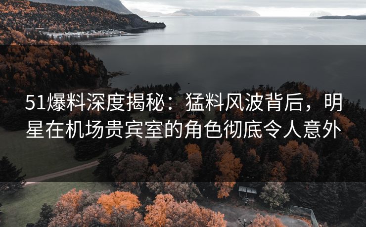 51爆料深度揭秘:猛料风波背后,明星在机场贵宾室的角色彻底令人意外