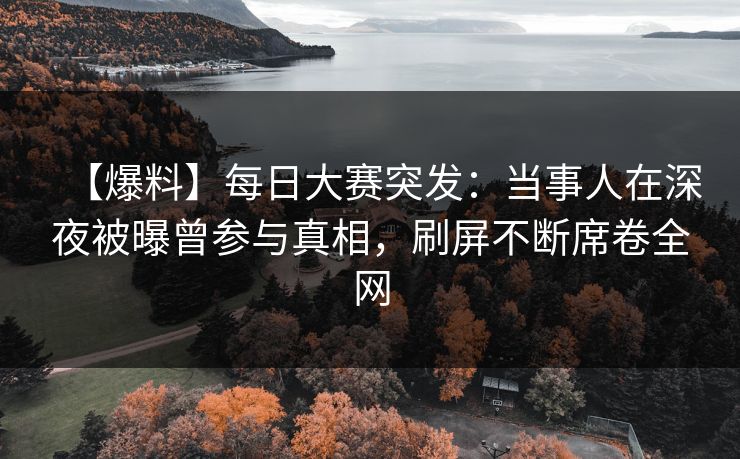 【爆料】每日大赛突发：当事人在深夜被曝曾参与真相，刷屏不断席卷全网