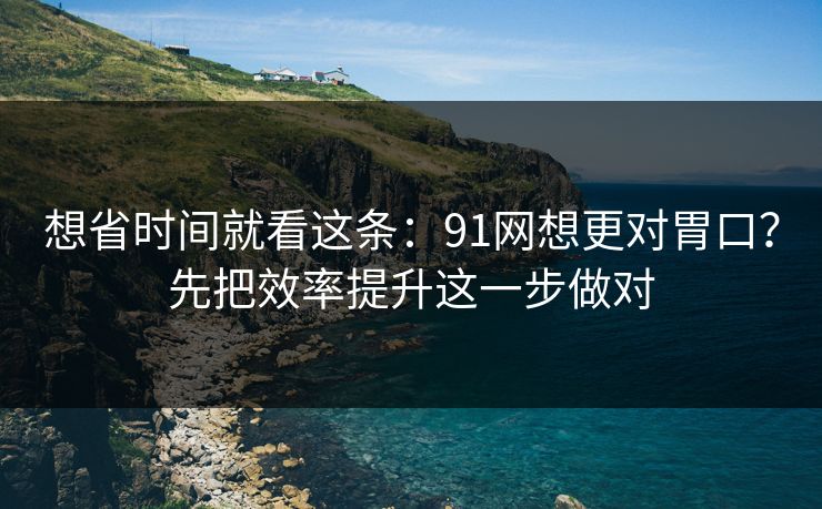 想省时间就看这条：91网想更对胃口？先把效率提升这一步做对